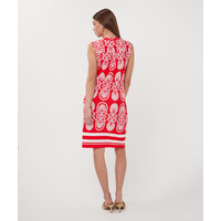 EsQualo 30218 Red Multi Print Dress