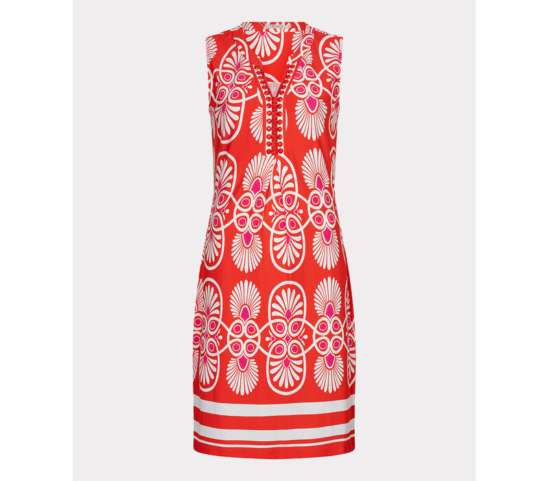 EsQualo 30218 Red Multi Print Dress