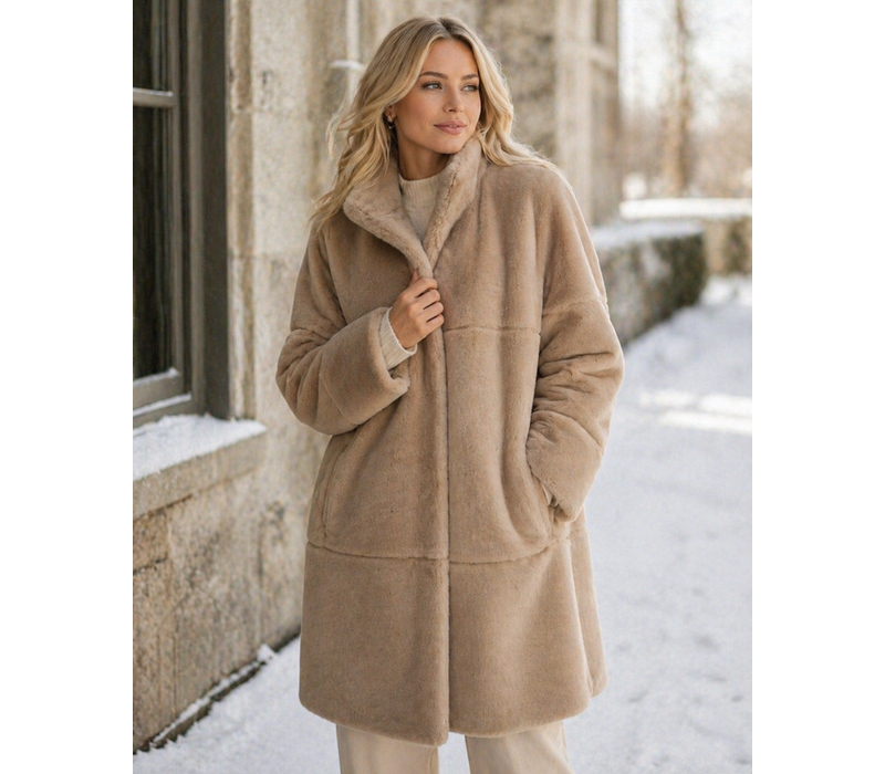 Micha 143 236 Camel Faux Fur Coat