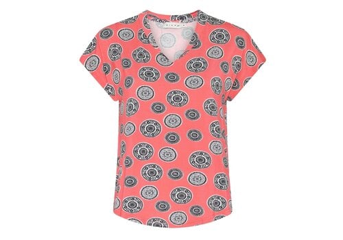 Micha S/S Micha 181 183 Coral Print Stretchy Top