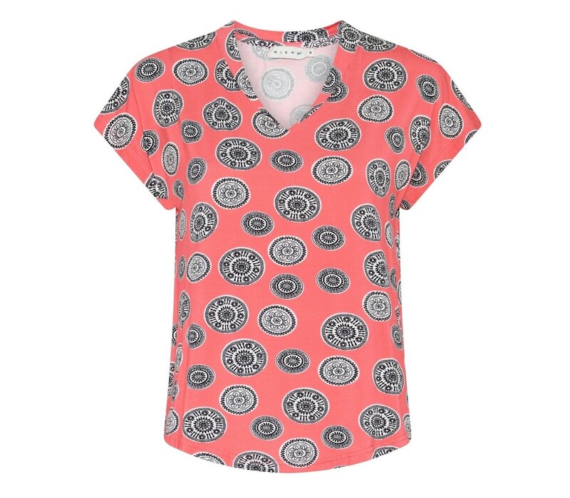 Micha 181 183 Coral Print Stretchy Top