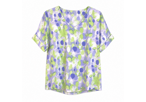 Micha S/S Micha 181 185 Blue/Green V neck Top