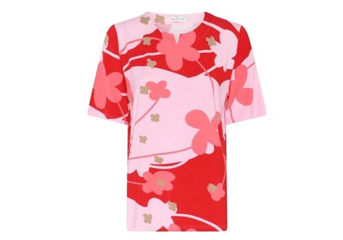 Micha S/S Micha 181 192 Red Flower Print Top