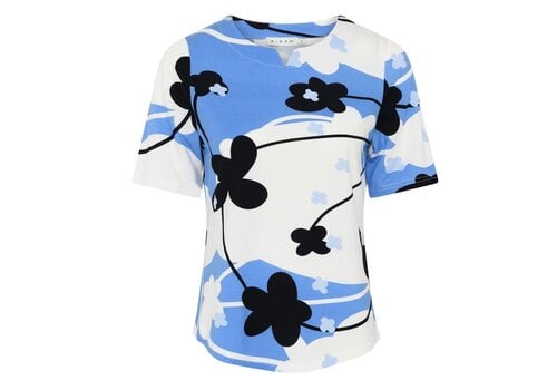 Micha S/S Micha 181 192 Blue Flower Print Top