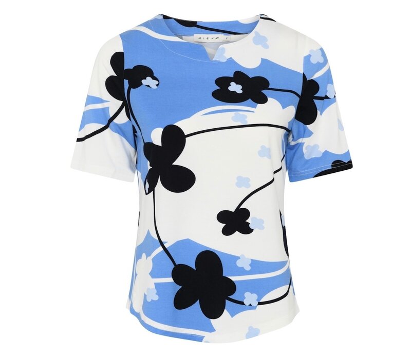 Micha 181 192 Blue Flower Print Top