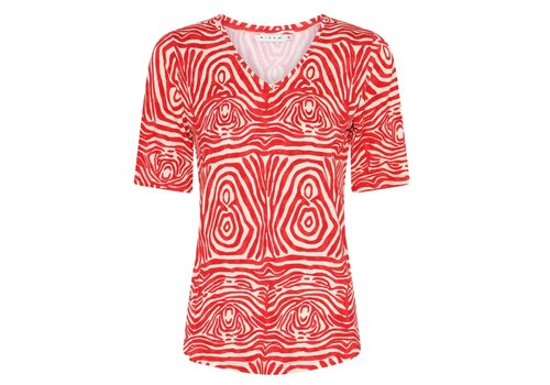 Micha S/S Micha 181 180 Red/Sand Zebra Print Top