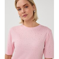 Esqualo 02034 Pink s/slve Top w/Diamantè