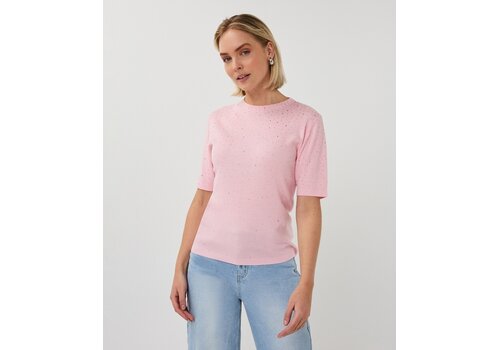 EsQualo S/S Esqualo 02034 Pink s/slve Top w/Diamantè