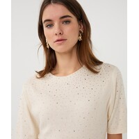 Esqualo 02034 Cream s/slve Top w/Diamontè