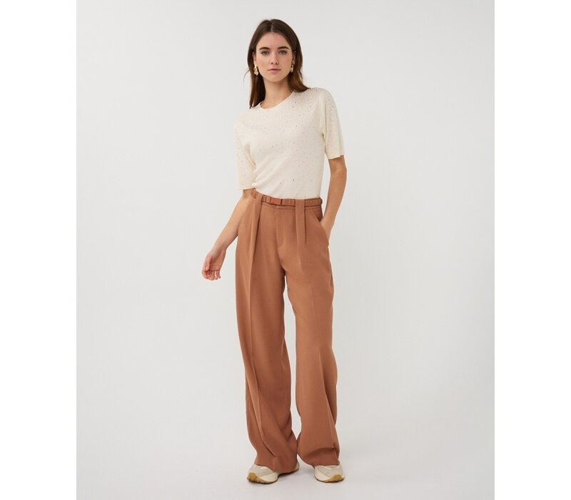 Esqualo 02034 Cream s/slve Top w/Diamontè