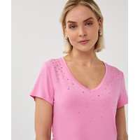 Esqualo 30019 Rose Pink V/neck Diamanté T