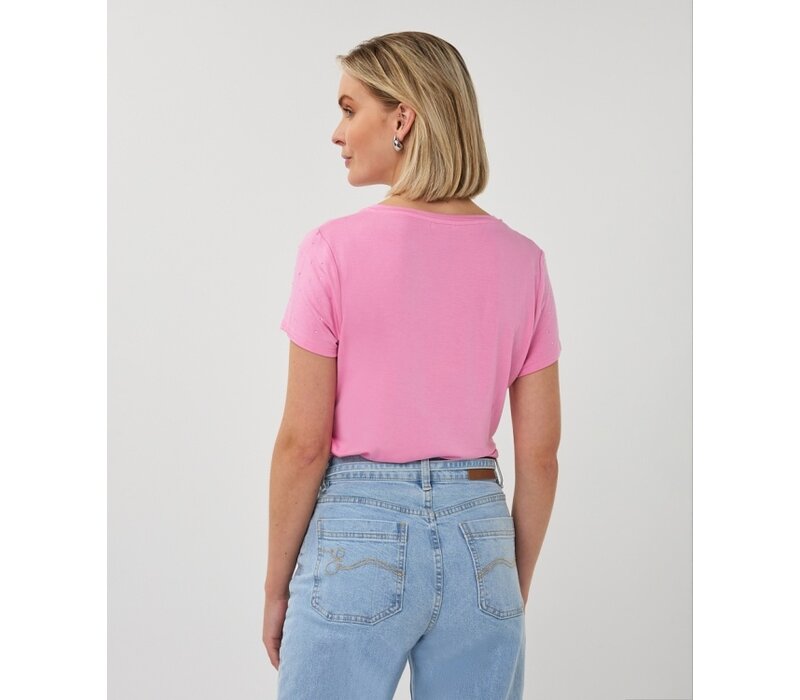 Esqualo 30019 Rose Pink V/neck Diamanté T