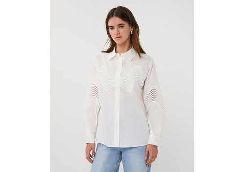 EsQualo S/S Esqualo 14012 Off-Wht Lace poplin Blouse