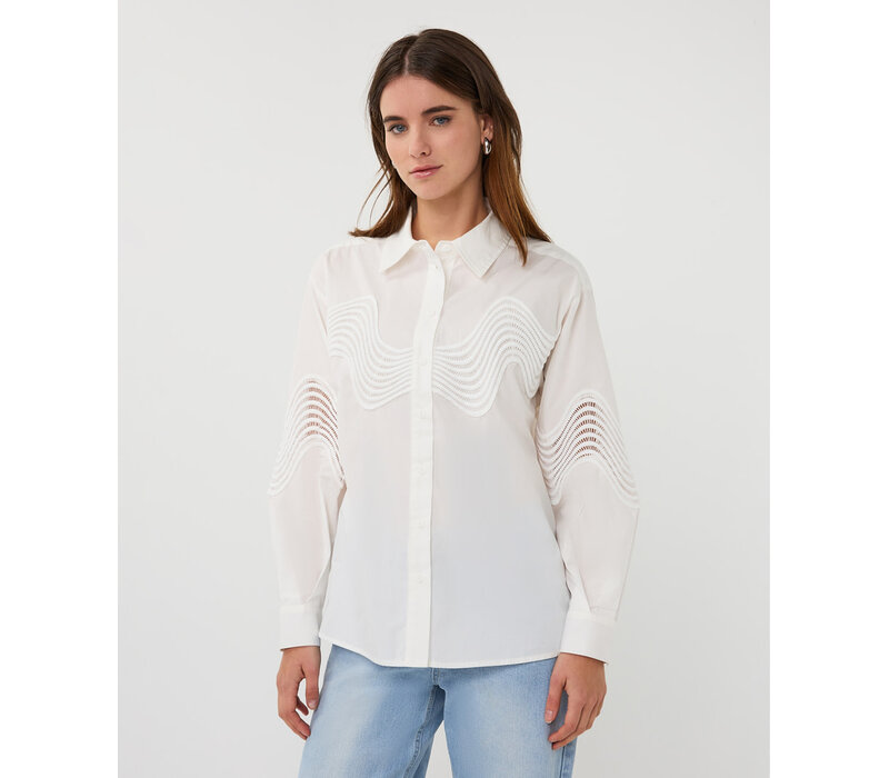 Esqualo 14012 Off-Wht Lace poplin Blouse