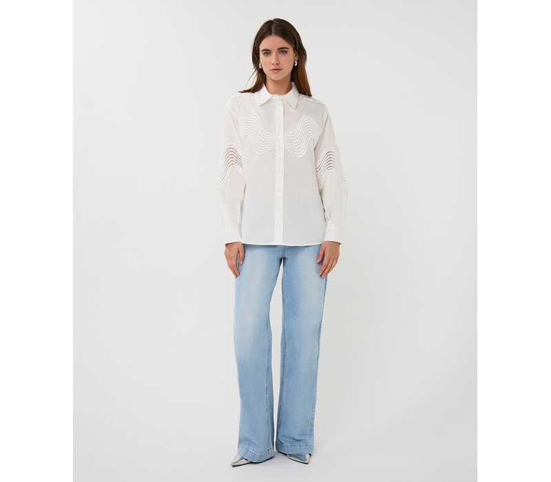 Esqualo 14012 Off-Wht Lace poplin Blouse