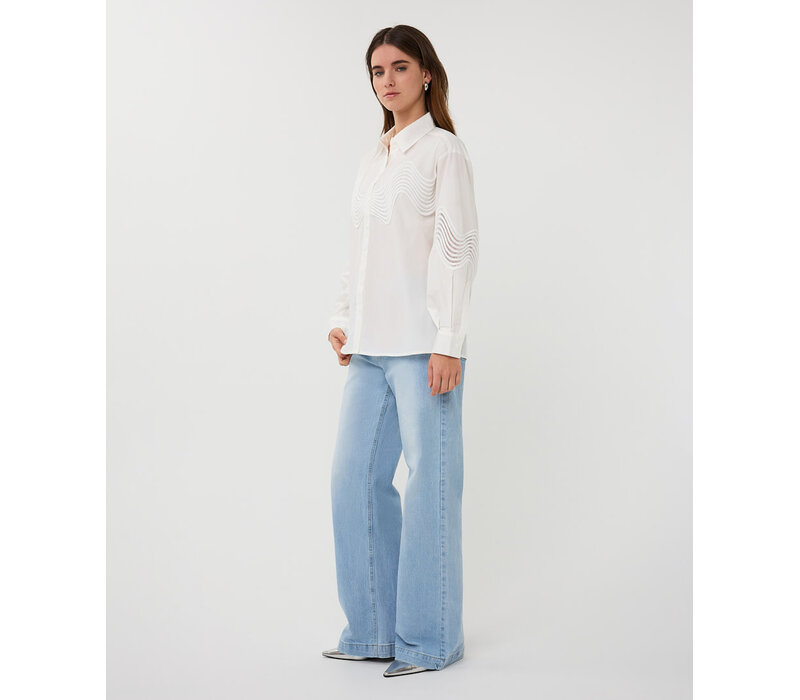 Esqualo 14012 Off-Wht Lace poplin Blouse