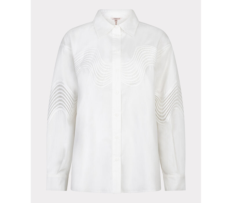 Esqualo 14012 Off-Wht Lace poplin Blouse