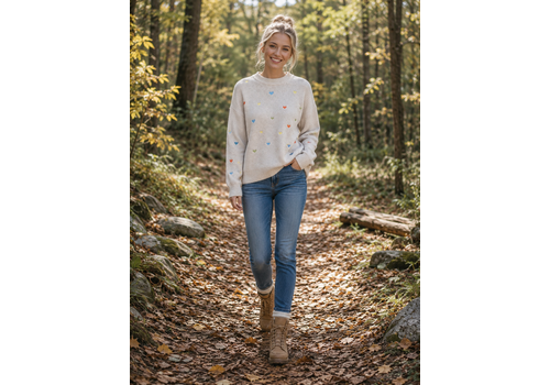 MD’M MD’M 3.50.156.01 Oatmeal Sweater w/Hearts