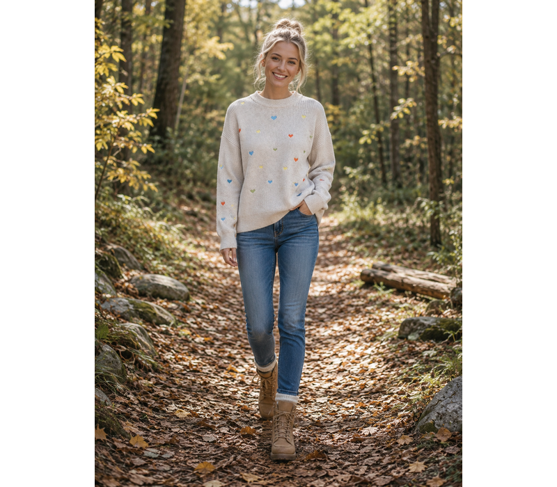 MD’M 3.50.156.01 Oatmeal Sweater w/Hearts
