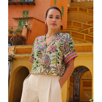 EsQualo 14204 Jungle Print Blouse