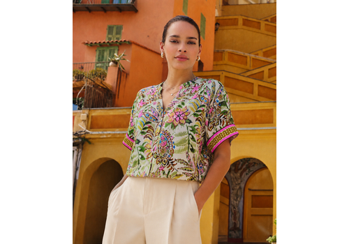 EsQualo S/S EsQualo 14204 Jungle Print Blouse