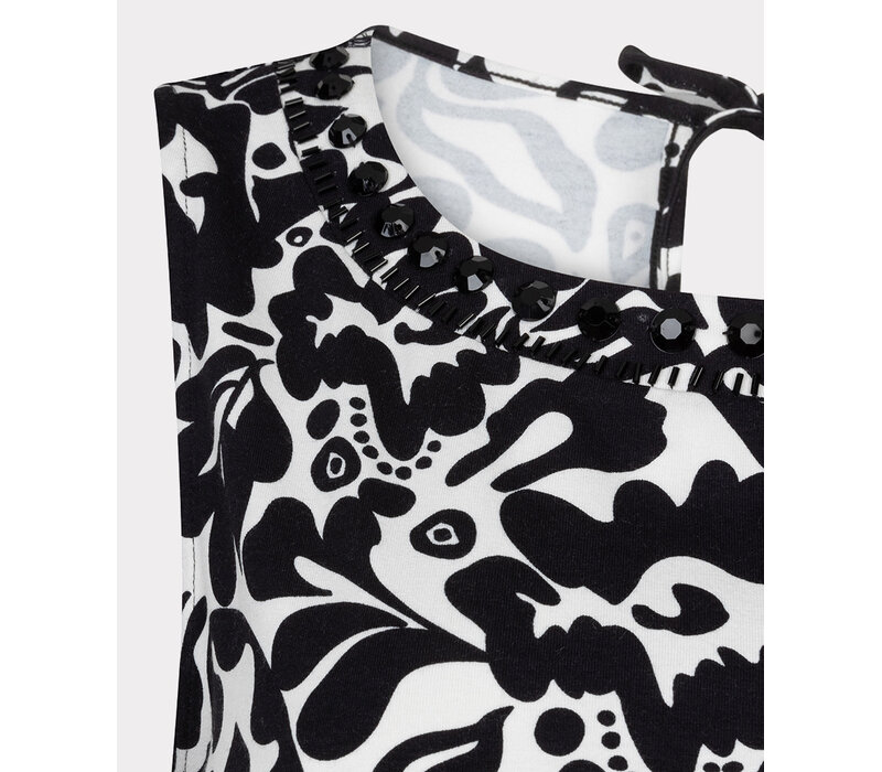 EsQualo 30202 Black & White Stretch Top