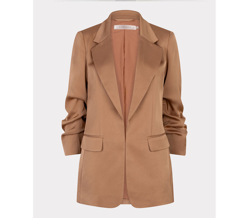 EsQualo 10000 Tan Ruched Sleeve Blazer