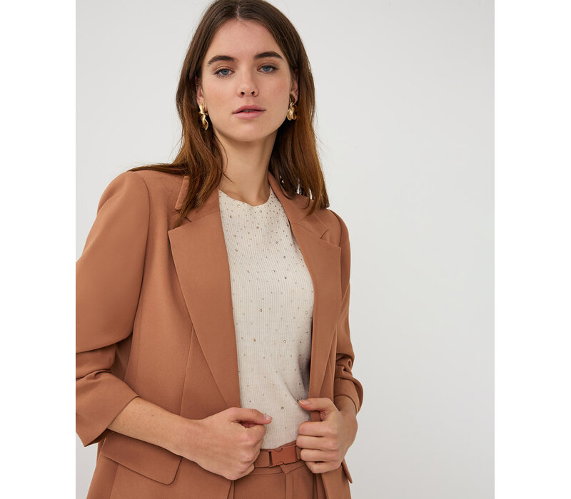 EsQualo 10000 Tan Ruched Sleeve Blazer