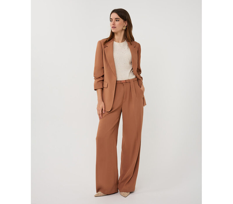 EsQualo 10000 Tan Ruched Sleeve Blazer