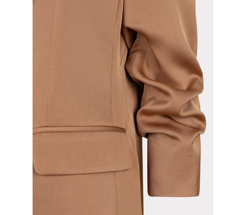 EsQualo 10000 Tan Ruched Sleeve Blazer