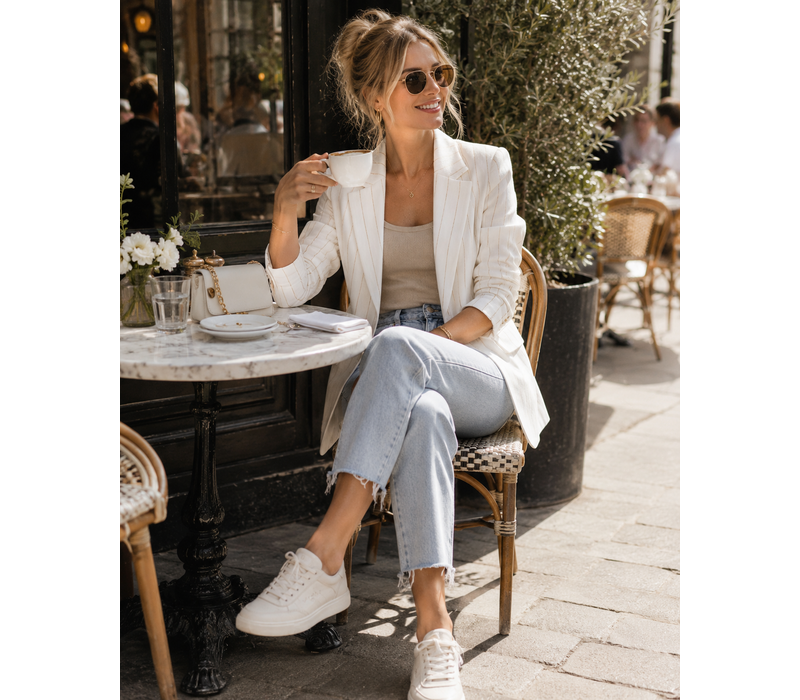 EsQualo 17200 Stripe Linen Mix Blazer