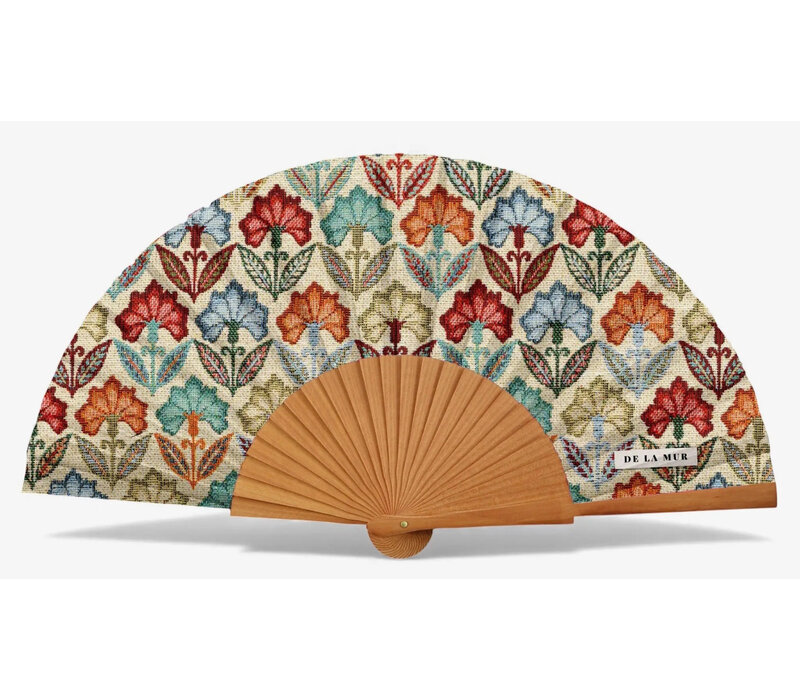 DE LA MUR “VENTFLORA” Fabric/Wooden Fan