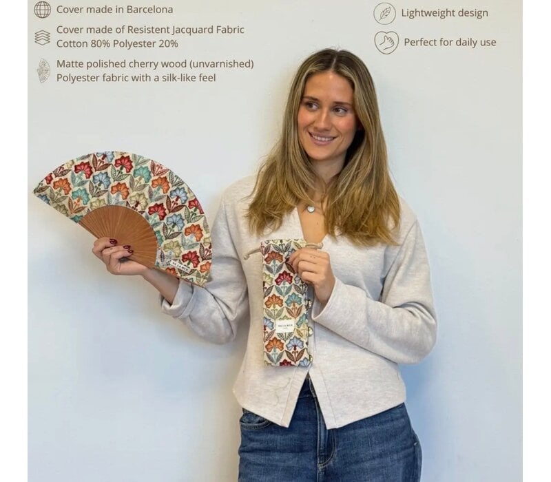 DE LA MUR “VENTFLORA” Fabric/Wooden Fan