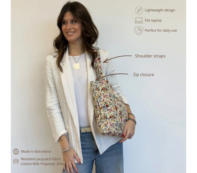 DE LA MUR “BLUM” Floral Fabric Bag w/Zip