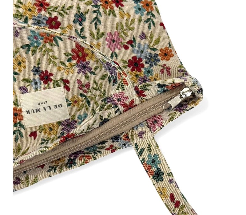 DE LA MUR “BLUM” Floral Fabric Bag w/Zip