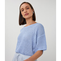 EsQualo 02036 Blue Open Knit Cardi
