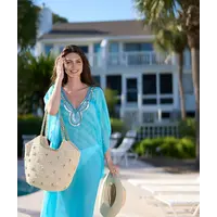 Pia Rossini KOA Straw Tote Bag w/Gold Chain