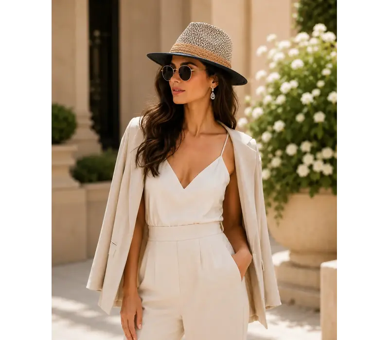 Pia Rossini FARRAH Natural/Black Sun Hat