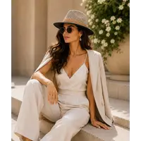 Pia Rossini FARRAH Natural/Black Sun Hat
