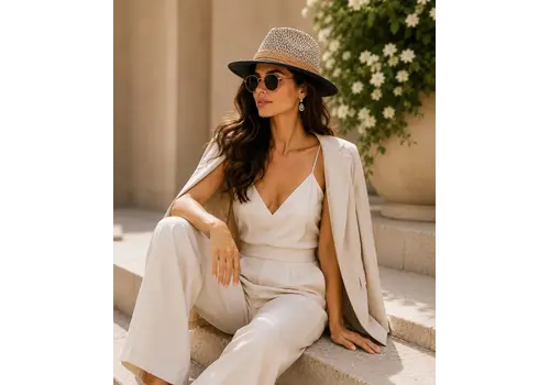 Pia Rossini S/S Pia Rossini FARRAH Natural/Black Sun Hat