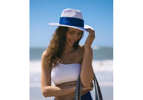 Pia Rossini S/S Pia Rossini ZINA White/Navy Straw Fedora