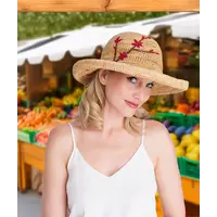 Pia Rossini VANESSA - Embroidered Raffia Hat