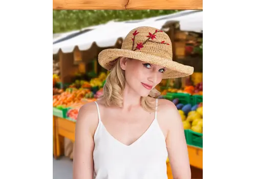 Pia Rossini S/S Pia Rossini VANESSA  - Embroidered Raffia Hat