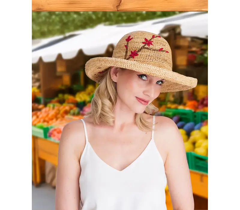 Pia Rossini VANESSA  - Embroidered Raffia Hat