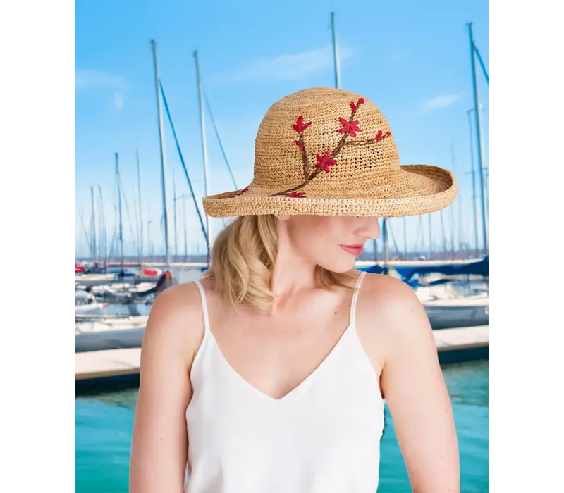 Pia Rossini VANESSA  - Embroidered Raffia Hat