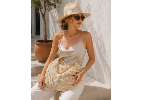 Pia Rossini S/S Pia Rossini KOA Straw Tote Bag w/Gold Chain