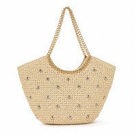 Pia Rossini KOA Straw Tote Bag w/Gold Chain