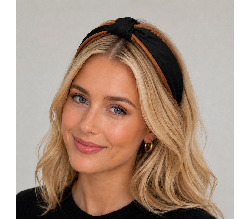 Flormoda 25192 Black & Tan Fabric Hairband