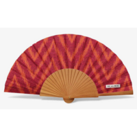 DE LA MUR “FIRE” Fabric/Wooden Fan