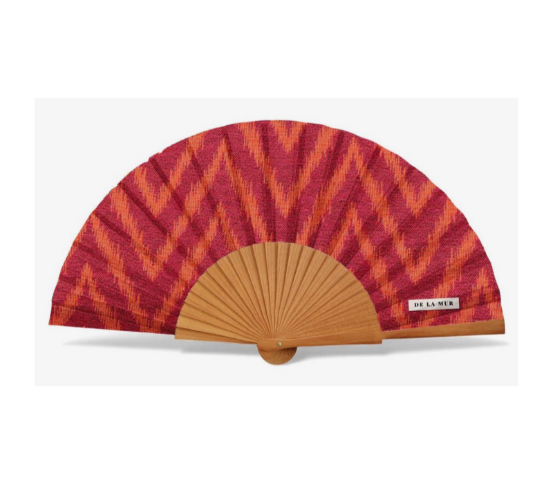 DE LA MUR “FIRE” Fabric/Wooden Fan